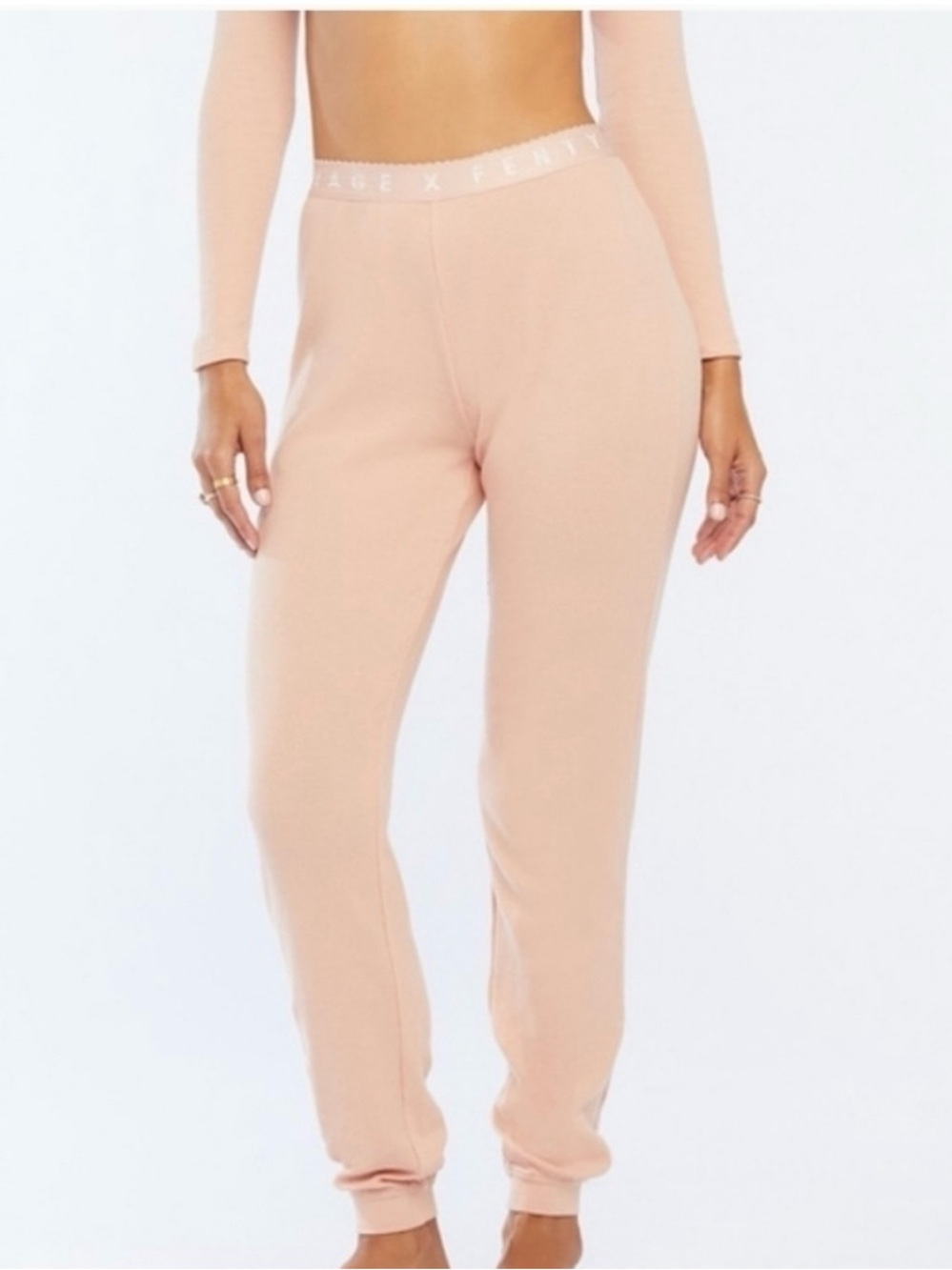 NWT Savage x Fenty Pink Thermal Waffle Knit Jogger Pants Size XS